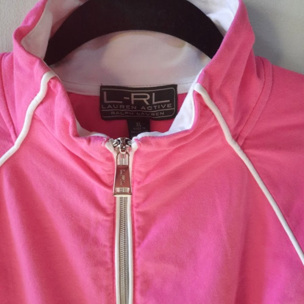 LRL Ralph Lauren Pink Cotton Stretch Full Zip Jacket Sz XL - Picture 2 of 5